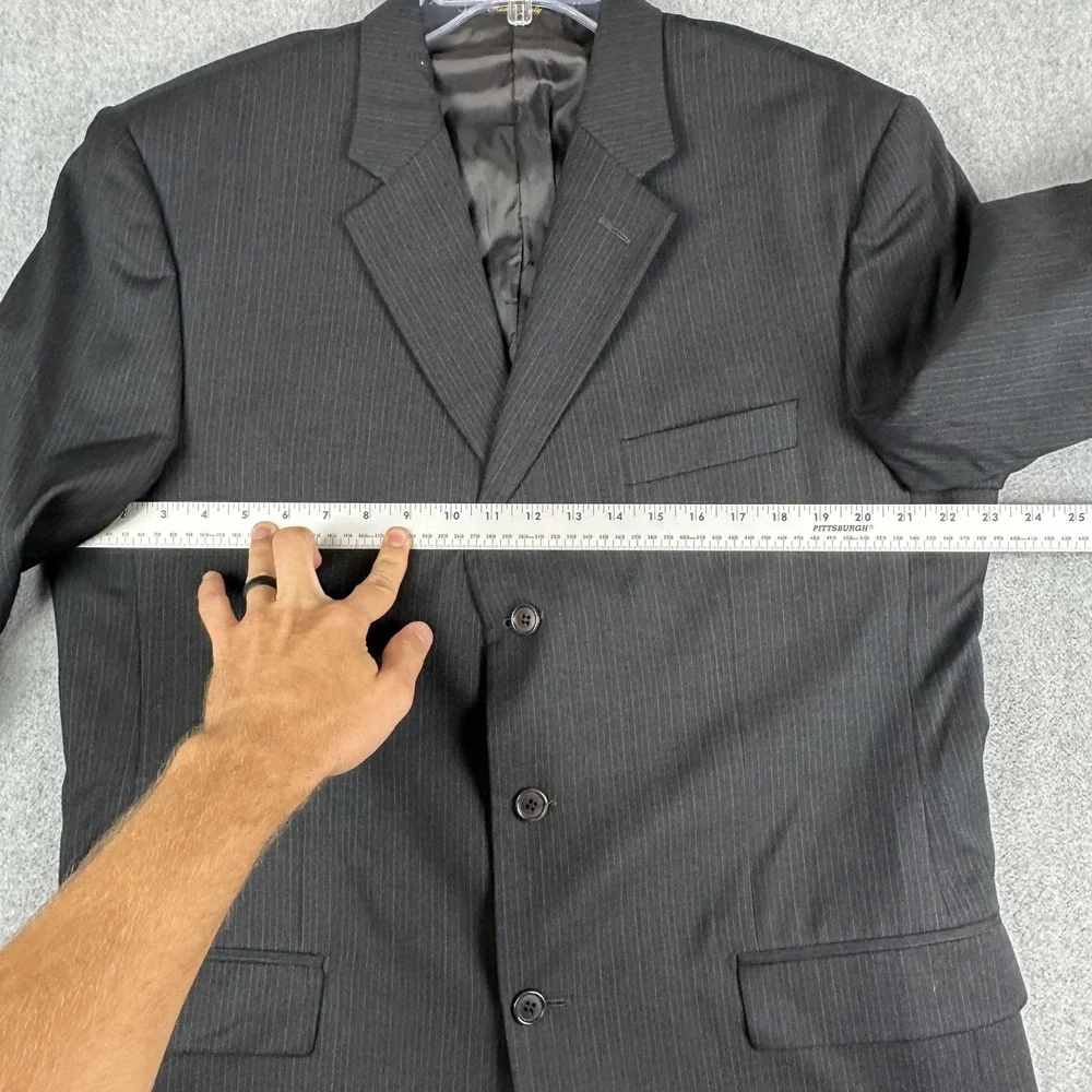 Principe Suit Jacket Mens 44L Gray Pinstripe Wool 3 Button Italy Reda Super 120s